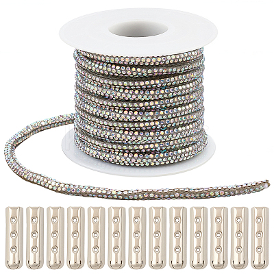 5 Yards Rhinestone Synthetic Rubber Cords OCOR-SP0001-33B-1