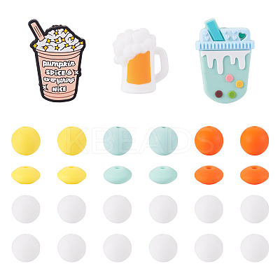48Pcs 10 Styles Food Grade Eco-Friendly Silicone Focal Beads SIL-TA0002-94-1