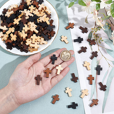 200Pcs 5 Colors Wooden Pendants WOOD-GO0001-19-1