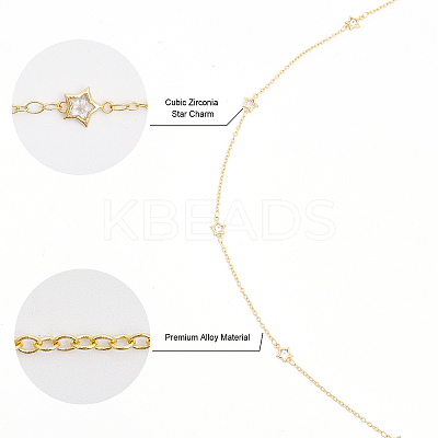DIY Clear Cubic Zirconia Star Link Chain Bracelet Necklace Making Kit DIY-CA0005-49-1