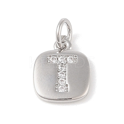 Rack Plating Brass Micro Pave CLear Cubic Zirconia Charms KK-E110-14P-T-1