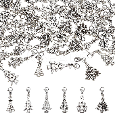 Christmas Trees Alloy Pendant Decoration HJEW-FG00005-1