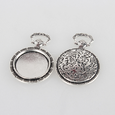 Tibetan Style Alloy Pendant Cabochon Settings TIBEP-N003-74AS-1