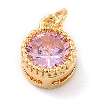 Real 18K Gold Plated Brass Inlaid Cubic Zirconia Charms ZIRC-L100-081G-06-1