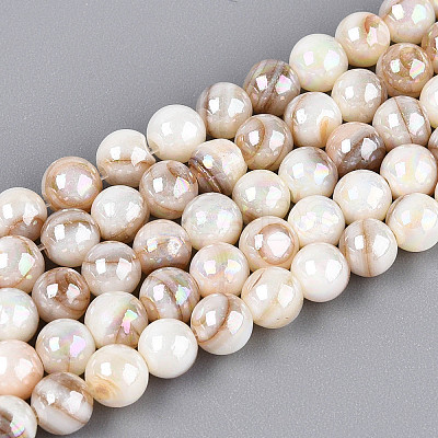 AB Color Natural Freshwater Shell Beads Strands X-BSHE-T014-40B-1