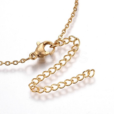 304 Stainless Steel Brass Pendant Necklaces NJEW-O108-27G-1