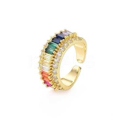 Brass Micro Pave Cubic Zirconia Cuff Rings for Women RJEW-T016-39G-01-1
