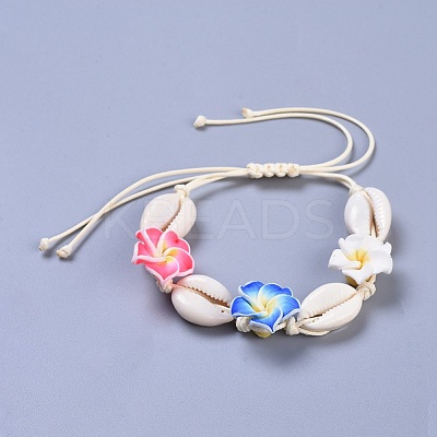 Adjustable Cowrie Shell Braided Bead Bracelets BJEW-JB04274-1