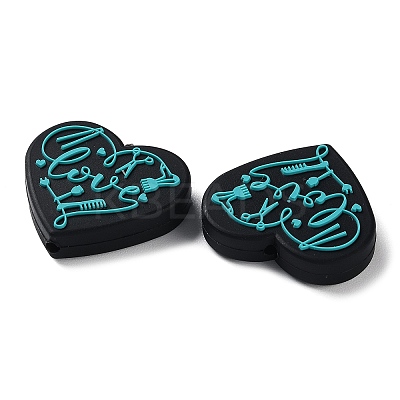 Food Grade Heart with Word Love Silicone Focal Beads LS-SIL-NH0001-01C-1