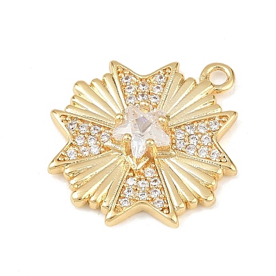 Brass Micro Pave Clear Cubic Zirconia Pendants KK-G545-03G-1