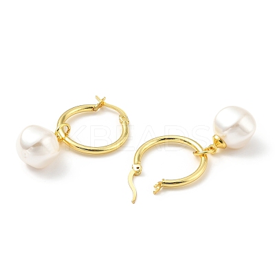 Plastic Pearl Dangle Hoop Earrings EJEW-A070-01G-1