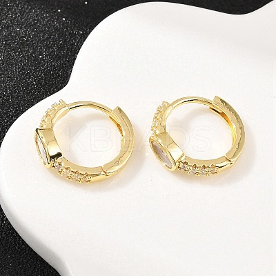 Oval Brass Micro Pave Clear Cubic Zirconia Hoop Earrings EJEW-D348-09G-1