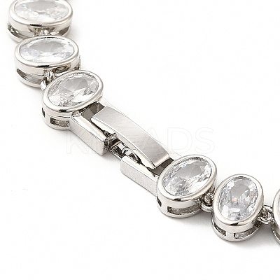 Clear Cubic Zirconia Oval Link Chain Necklace NJEW-E074-02P-1