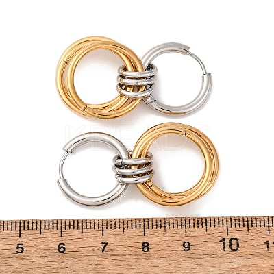 304 Stainless Steel Two Tone Hoop Earrings LS-EJEW-A136-01D-GP-1