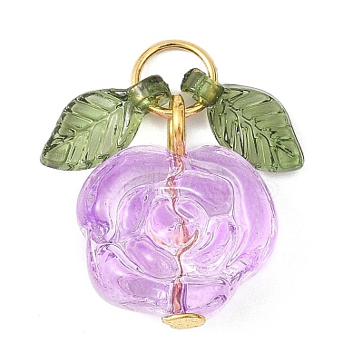 7Pcs 7 Colors Transparent Normal Glass Pendants PALLOY-JF04620-02-1