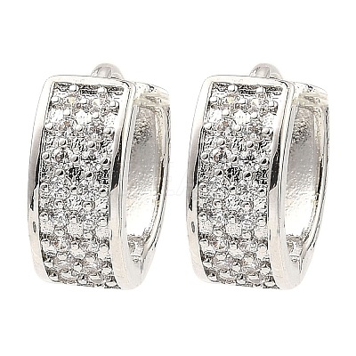 Brass with Cubic Zirconia Thick Hoop Earrings EJEW-D078-27P-1