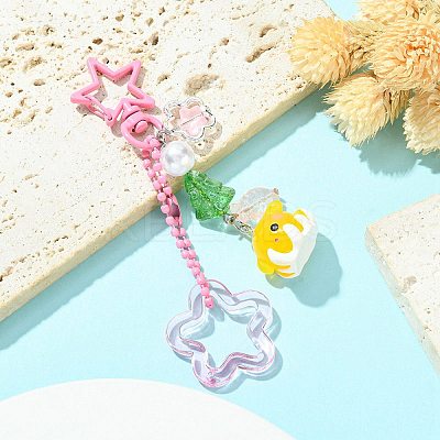 Acrylic & Glass & Alloy Pendant Mobile Straps KEYC-FZ00009-1