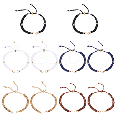 10Pcs 5 Colors Braided Nylon Cord Slider Bracelet Makings AJEW-GO00047-1