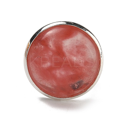 Cherry Quartz Glass Round Adjustable Rings RJEW-K371-09S-23-1