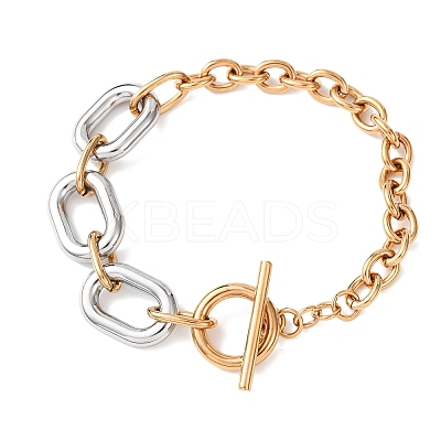 201 Stainless Steel Chain Bracelets BJEW-P378-01B-A-1