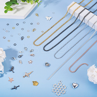 DIY Iron Chains Necklaces Making Kits DIY-TA0013-17-1