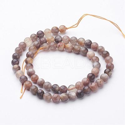 Natural Black Sunstone Bead Strands G-G947-29-6mm-1