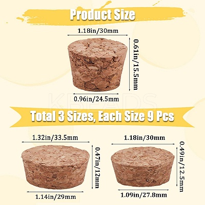 27Pcs 3 Style Cork Bottle Stoppers AJEW-GF0007-63-1