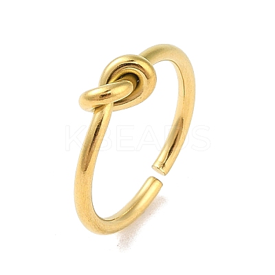 Simple Knotted 304 Stainless Steel Open Cuff Ring for Women Men RJEW-Z038-05G-1