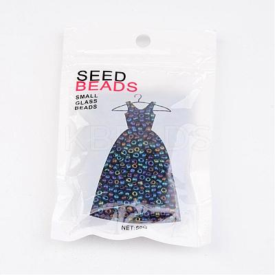 8/0 Electroplated Iris Round Glass Seed Beads X-SEED-A009-3mm-604-1