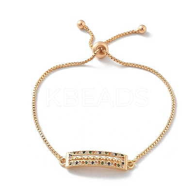 Rectangle Brass Micro Pave Cubic Zirconia Link Slider Bracelets KK-R217-52G-1