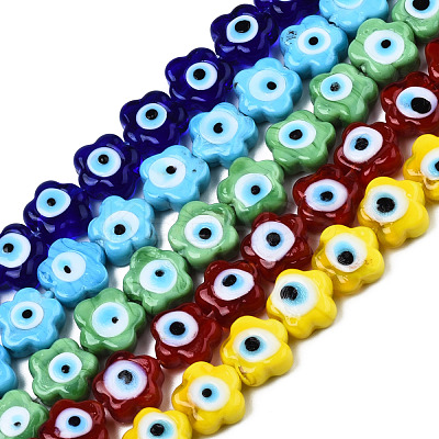 Handmade Evil Eye Lampwork Beads Strands LAMP-N029-008-1