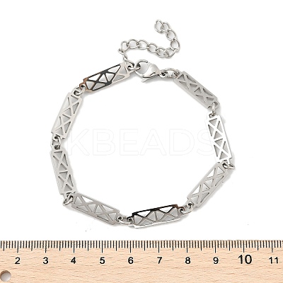 304 Stainless Steel Rectangle Link Bracelets for Men & Women BJEW-D042-31P-1