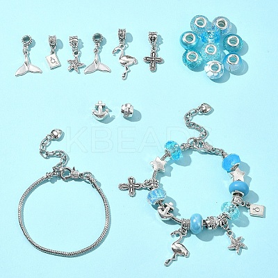 DIY Ocean Theme Alloy & Brass European Style Bracelet Making Kits DIY-FS0007-24-1