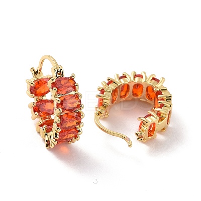 Cubic Zirconia Oval Hoop Earrings EJEW-F298-21G-1
