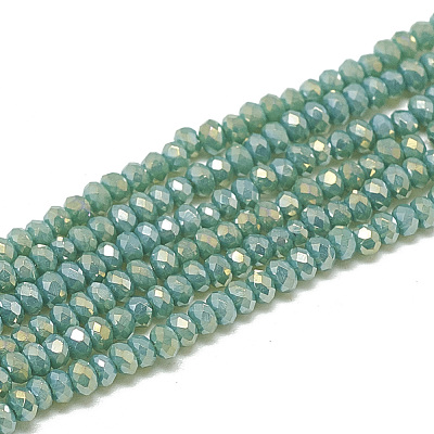 Electroplate Opaque Solid Color Glass Beads Strands EGLA-Q112-B13-1