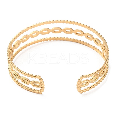 304 Stainless Steel Hollow Oval Cuff Bangles BJEW-F457-18G-1