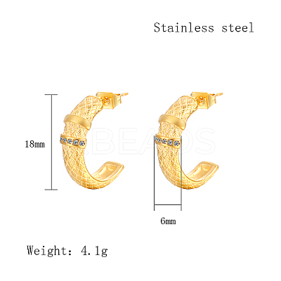 304 Stainless Steel Rhinestone Arch Stud Earrings GH0398-1-1