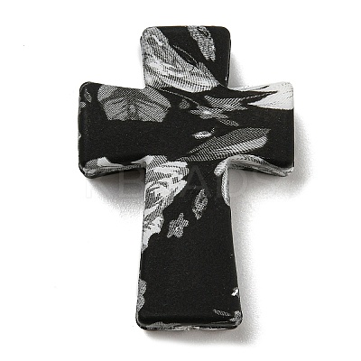 Cross with Flower Silicone Focal Beads X-SIL-G006-02G-1