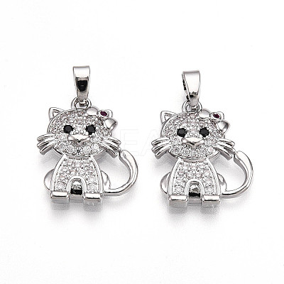 Brass Micro Pave Cubic Zirconia Pendants KK-N257-28P-1