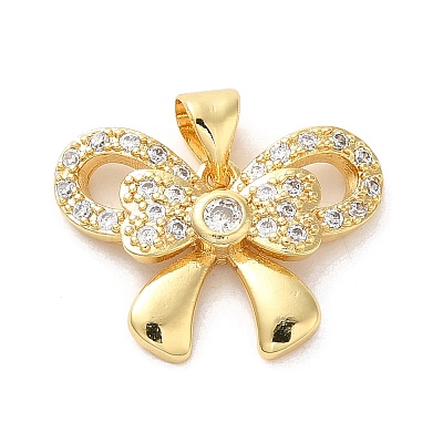 Rack Plating Brass Micro Pave Clear Cubic Zirconia Pendants KK-A206-05I-G-1