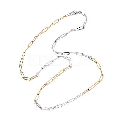 4MM Two Tone 304 Stainless Steel Paperclip Chain Necklaces NJEW-JN05621-1