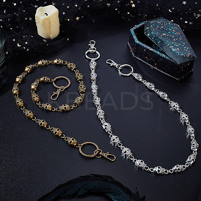 2 Colors Tibetan Style Alloy Skull Connector Charms for Jeans Pants HJEW-GA00017-1