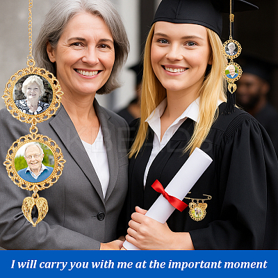 DIY Brass Graduation Cap Photo Pendant Decoration & Stainless Steel Brooches Making Kits HJEW-GA00052-01-1