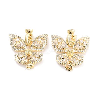 Brass with Cubic Zirconia Fold Over Clasps KK-P271-14G-1