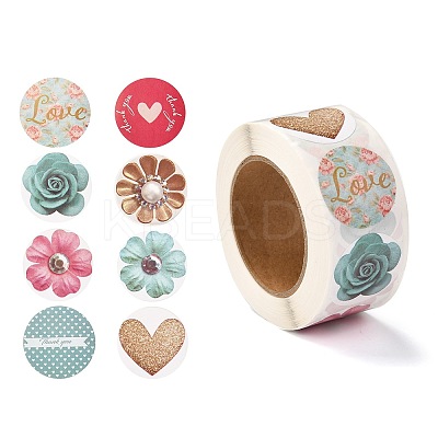3D Flower & Heart Pattern Roll Stickers X-DIY-B031-05-1