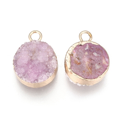 Natural Druzy Agate Pendants G-L566-A05-1
