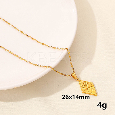 304 Stainless Steel Rhombus Pendant Necklaces LL9510-10-1