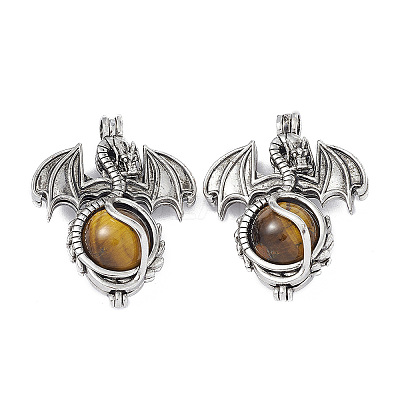 Natural Tiger Eye Pendants G-P491-02AS-04-1