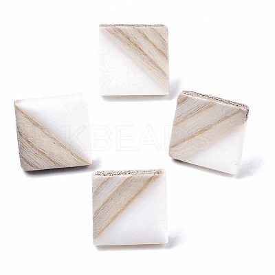 Opaque Resin & Wood Stud Earrings EJEW-N017-005A-B06-1
