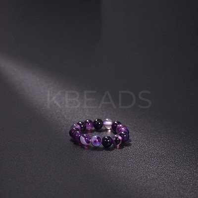 Natural Agate Stretchy Finger Rings FS-WG01730-52-1